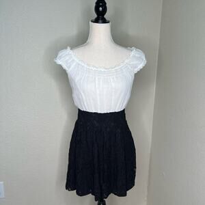 Free People Black and White Cotton Blend Mini Dress Size 6